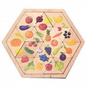 Дер. Пазл Овощи, фрукты, ягоды Занимательные треугольники 00778