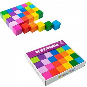 Дер. Кубики Цветные 30 штук 1-45