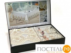 Скатерть FINEZZA " Buket " 160*230 круж и салф 8 шт. М 745 серый