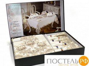 Скатерть FINEZZA " Henna " 160*230 круж и салф 8 шт. М 755 бежевый