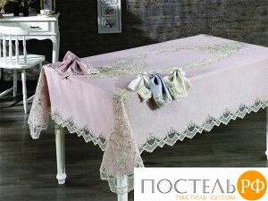 Скатерть FINEZZA " Masal " 160*230 круж и салф 8 шт. М 754 пудра