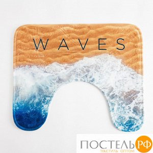 Набор ковриков для ванной Этель "Waves" 2 шт, 80х50 см, 50х40 см, велюр   5399384