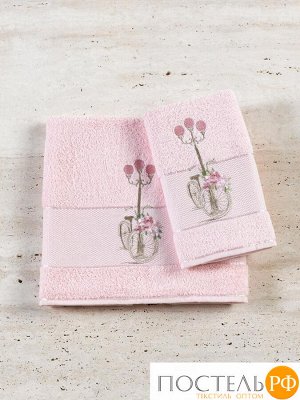 Набор махровых полотенец Diva Afrodita 2пр (50х90+70х140) Фонарь 100 % хлопок розовый