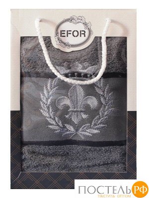 T0480/S-04 Набор полотенец EFOR из 1-ого предмета (70*140) герб №2  (темно-серый)