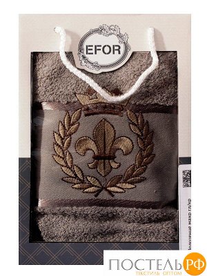 T0480/S-10 Набор полотенец EFOR из 1-ого предмета (70*140) герб №2  (темно-кофейный)