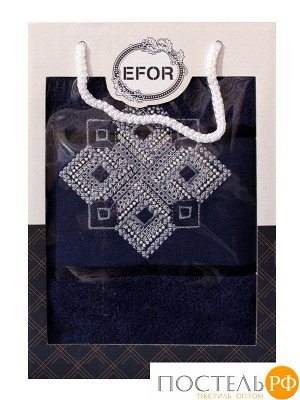 T0482/S-09 Набор полотенец EFOR из 1-ого предмета (70*140) герб №4  (темно-синий)