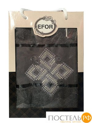 T0482/S-04 Набор полотенец EFOR из 1-ого предмета (70*140) герб №4  (темно-серый)