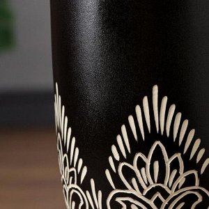 Ваза напольная "Вента", рельефная резка, чёрная, керамика, 42 см
