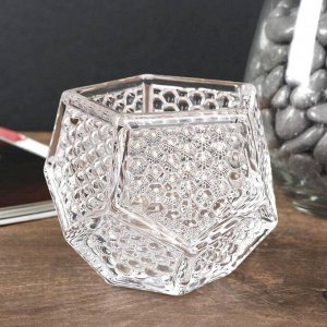 Подсвечник стекло на 1 свечу "Додекаэдр" прозрачный 6х8х7,5 см