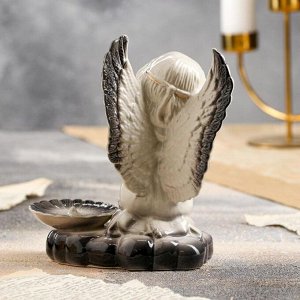 Подсвечник "Молящийся ангел", бело-серый, керамика, 18 см