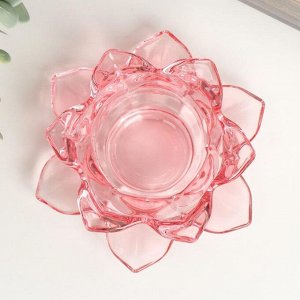 Подсвечник стекло на 1 свечу "Лотос" розовый 5,5х12х12 см