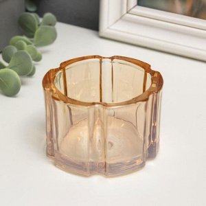 Подсвечник стекло на 1 свечу "Грани-цветок" прозрачная карамель 5,3х8х8 см