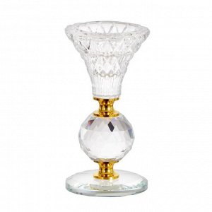 Подсвечник стекло на 1 свечу "Вазон с хрустальным шаром" 11х6х6 см