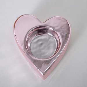 Подсвечник керамический "Сердце", 8х8,5 см, розовый глянцевый 6899325