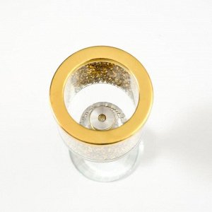 Подсвечник стекло на 1 свечу "Золотые камешки" ножка с кристаллами 16,5х7,5х7,5 см