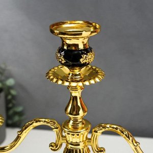 Подсвечник металл на 3 свечи "Розарий" золото, чёрная эмаль 35,5х32х12 см