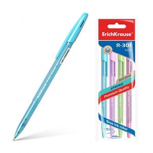 Ручка шарик "ErichKrause Spring Stick" R-301 0.7мм синяя в упак. 4шт. арт. ЕК-33643