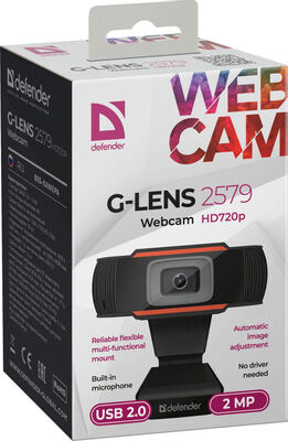 Веб камера Веб камера+микрофон Defender 2.0МПикс G-lens 2579 HD720P, box-50 63179
