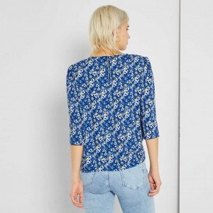 Блузка с цветочным рисунком - голубой