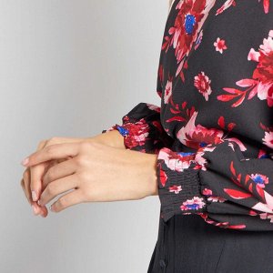 Блузка с цветочным рисунком - черный