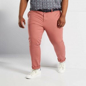 Узкие брюки-чинос с ремнем - розовый