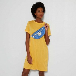 Легкое платье-футболка - желтый кремовый