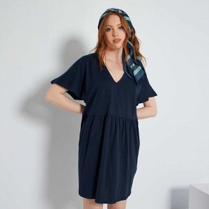Короткое платье из хлопка - синий