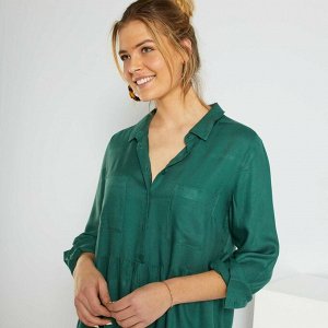 Платье-рубашка - зеленый