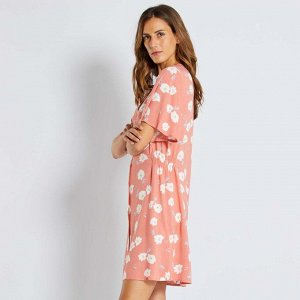 Короткое платье с цветочным рисунком - розовый