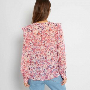 Блузка из легкой ткани с рисунком - розовый