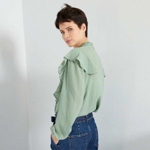 Воздушная блузка с эффектом драпировки - зеленый