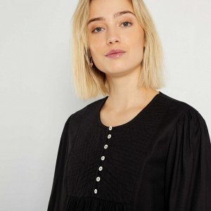 Легкая блузка с пластроном - черный