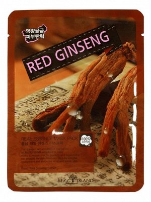 May Island Real Essense Red Ginseng Mask Pack Тканевая маска для лица с экстрактом женьшеня, 25 мл