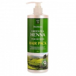 Deoproce Маска для волос восстанавливающая с экстрактом зелёного чая и хны Pack Hair Greentea Henna Pure Refresh Step 3, 1000 мл