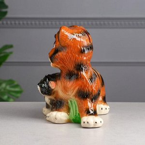 Копилка "Тигр с котом", символ года 2022, глазурь, керамика, 23 см