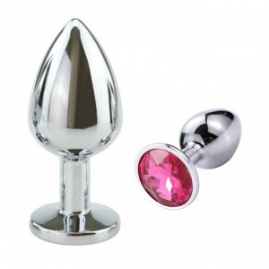 SILVER PLUG LARGE (втулка анальная)  металл L 95 мм, D 41 мм цвет кристалла розовый