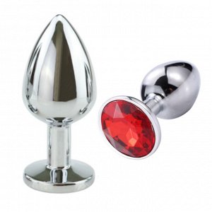 SILVER PLUG LARGE (втулка анальная)  металл L 70 мм, D 27 мм цвет кристалла красный