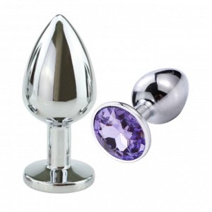 SILVER PLUG LARGE (втулка анальная)  металл L 70 мм, D 27 мм цвет кристалла светло фиолетовый