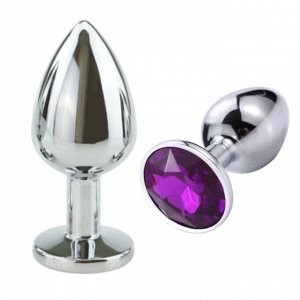 SILVER PLUG LARGE (втулка анальная)  металл L 70 мм, D 27 мм цвет кристалла фиолетовый