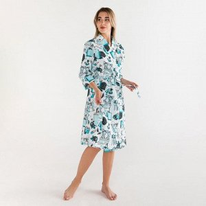 Халат женский Этель &quot;Mint mood&quot; рукав 3/4, вафля 200г/м2, 100% хлопок