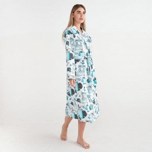 Халат женский удлинённый Этель "Mint mood", вафля 200г/м2, хлопок