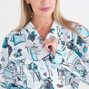 Халат женский удлинённый Этель "Mint mood", вафля 200г/м2, хлопок