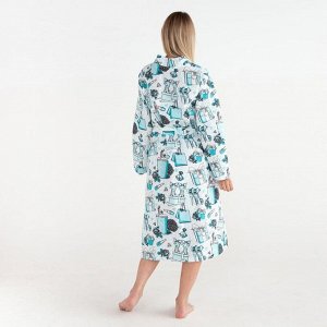 Халат вафельный женский удлинённый Этель Mint mood, 200г/м2, 100% хл