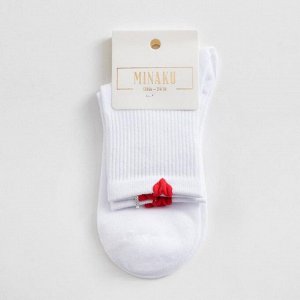 Носки женские MINAKU «Сердечки» цв.белый, размер 22-25