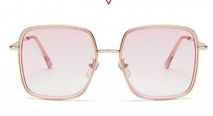Очки женские солнцезащитные в чехле, квадратная оправа, розовые стекла