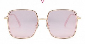 Очки женские солнцезащитные в чехле, квадратная оправа, светло-розовые стекла