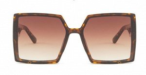 Очки женские солнцезащитные в чехле, квадратная оправа с принтом, коричневые стекла