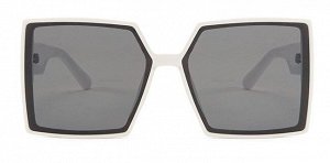 Очки женские солнцезащитные в чехле, квадратная белая оправа, черные стекла