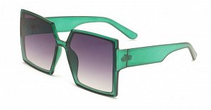 Очки женские солнцезащитные в чехле, квадратная зеленая оправа, темные стекла