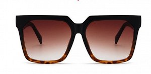 Очки женские солнцезащитные в чехле, квадратная оправа принт "Леопардовый", коричневые стекла